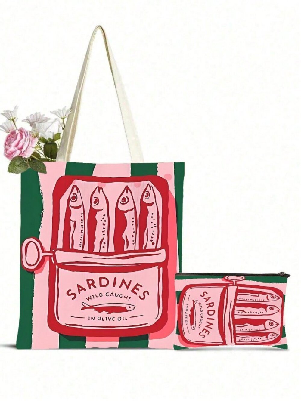 Multicolor Fashionable Women's Reusable Tote Bag Handbag with Cosmetic bag Set